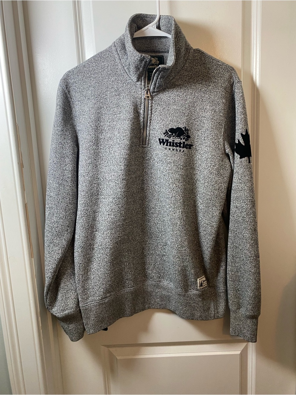 Roots Whistler Canada Heather Gray Quarter Zip Sweatshirt